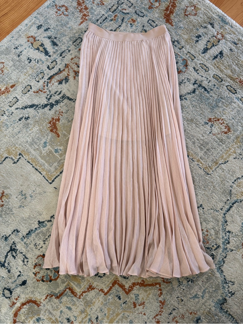 BCBGMaxAzria Blush Pleated Maxi Skirt